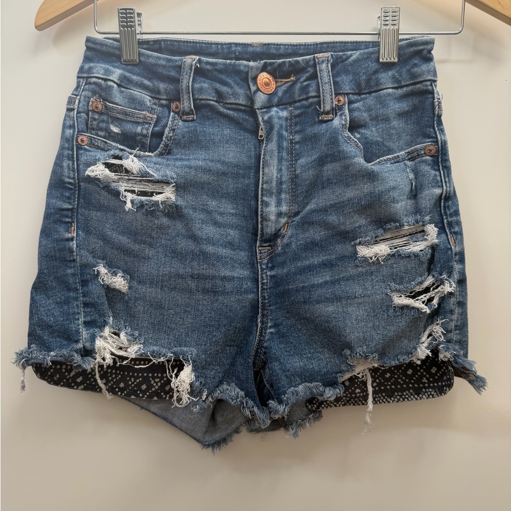 American Eagle Outfitters Next Level Stretch High Rise Distressed Jean Shorts